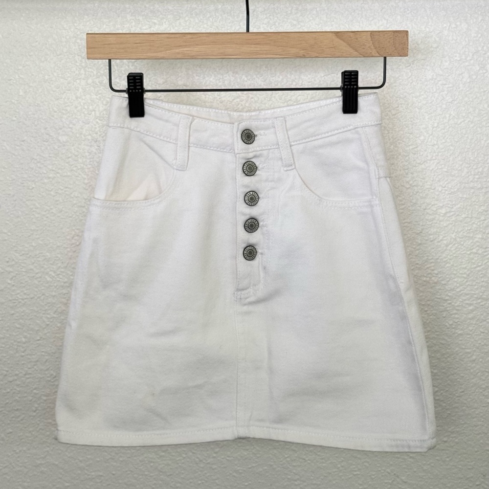 John Galt White Denim Skirt